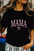Black MAMA Bow Embroidered Crewneck Tee